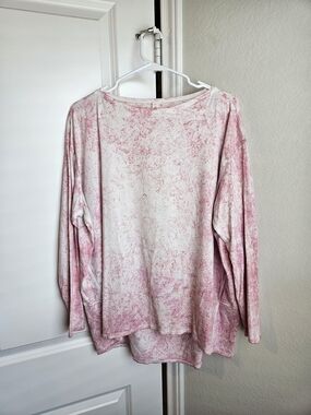 Pink and White Lululemon Back In Action Long Sleeve